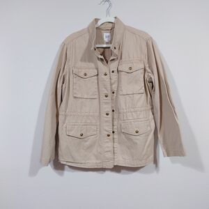 GAP Beige Utility Jacket Women’s L Military Style Cotton Lightweight